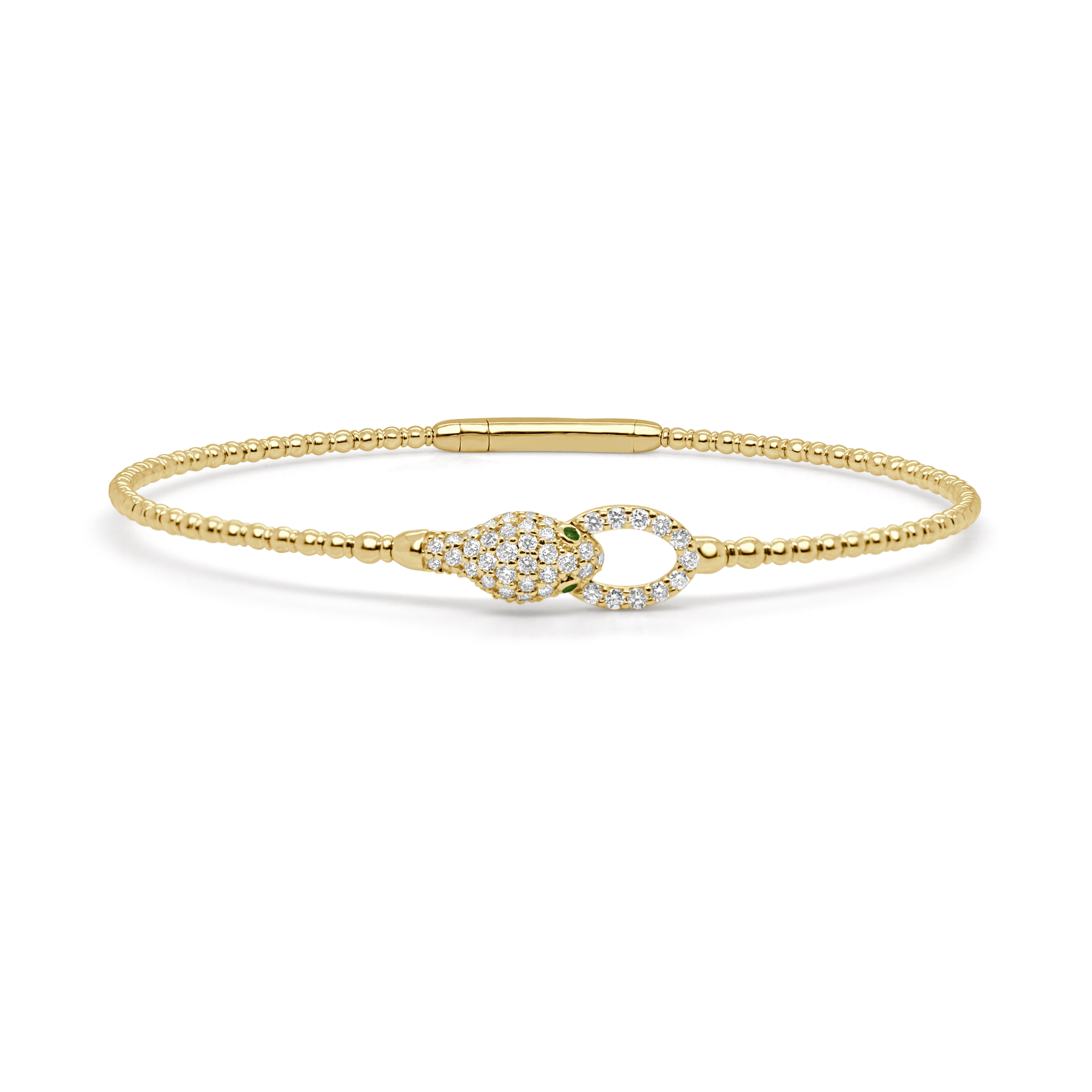 Joelle Collection 14K Gold Diamond & Emerald Snake Bangle