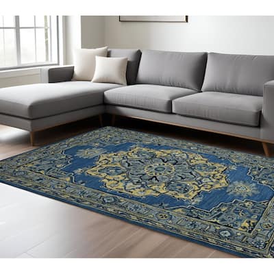 HomeRoots Medallion Bohemian Rectangle Area Rug