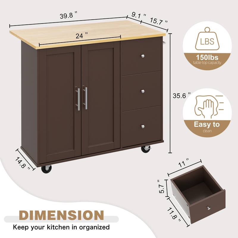 Futzca Storage Kitchen Island Cart