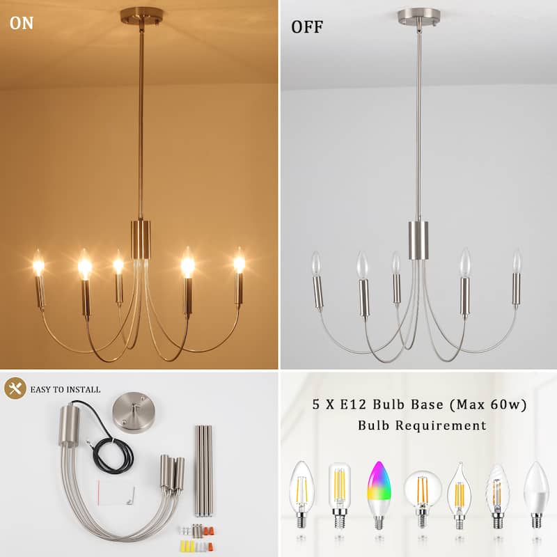 5-Light 23.62 in. Classic Chandelier for Kitchen Living Room