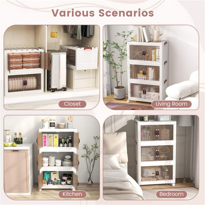 Stackable Storage Boxes Bins with Lockable Casters 25.5" x 16" x 43.5" - Multi