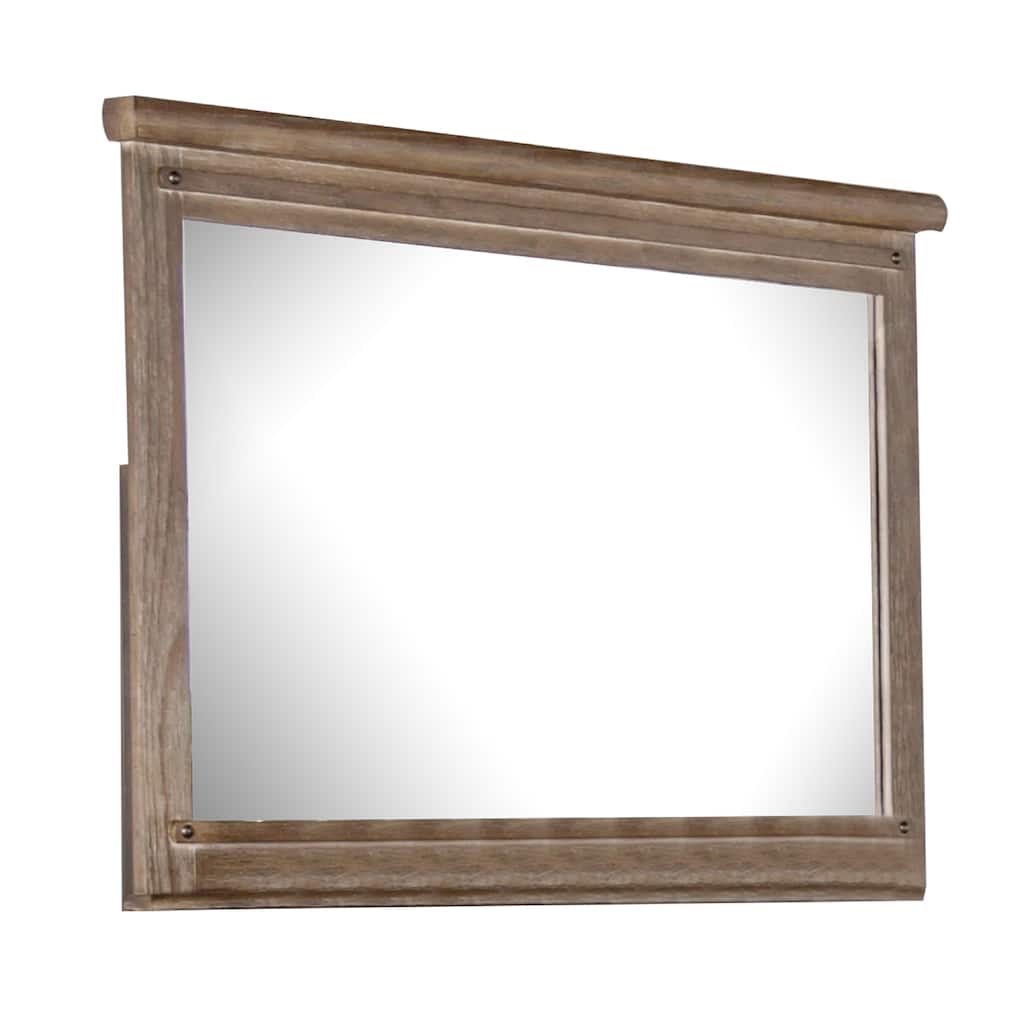 Merry Dresser Mirror, Brown Solid Wood, Rectangular 36x49 Frame