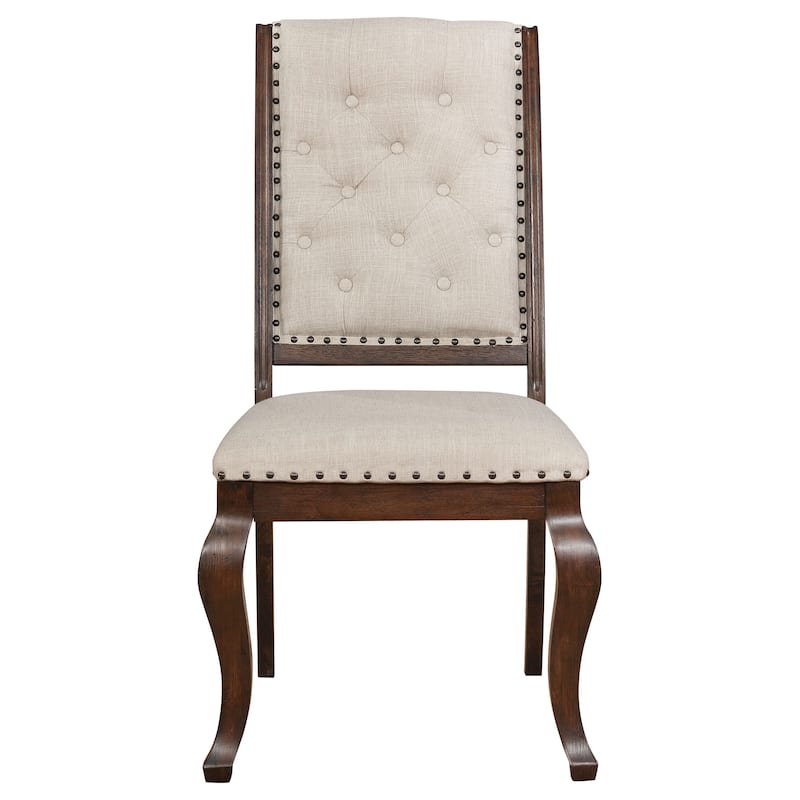Traditional 2pc Set Dining Chair Button Tufted Design, Nailhead Accents