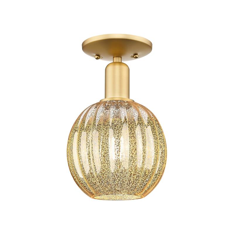 Innovations Lighting 716-1C-12-7 Preston Semi-Flush Preston 7" Wide - Satin Gold / Mercury