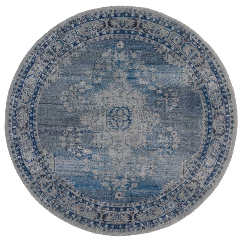 SAFAVIEH Handmade Classic Negoslava Vintage Rug - 6' Round - Blue/Grey