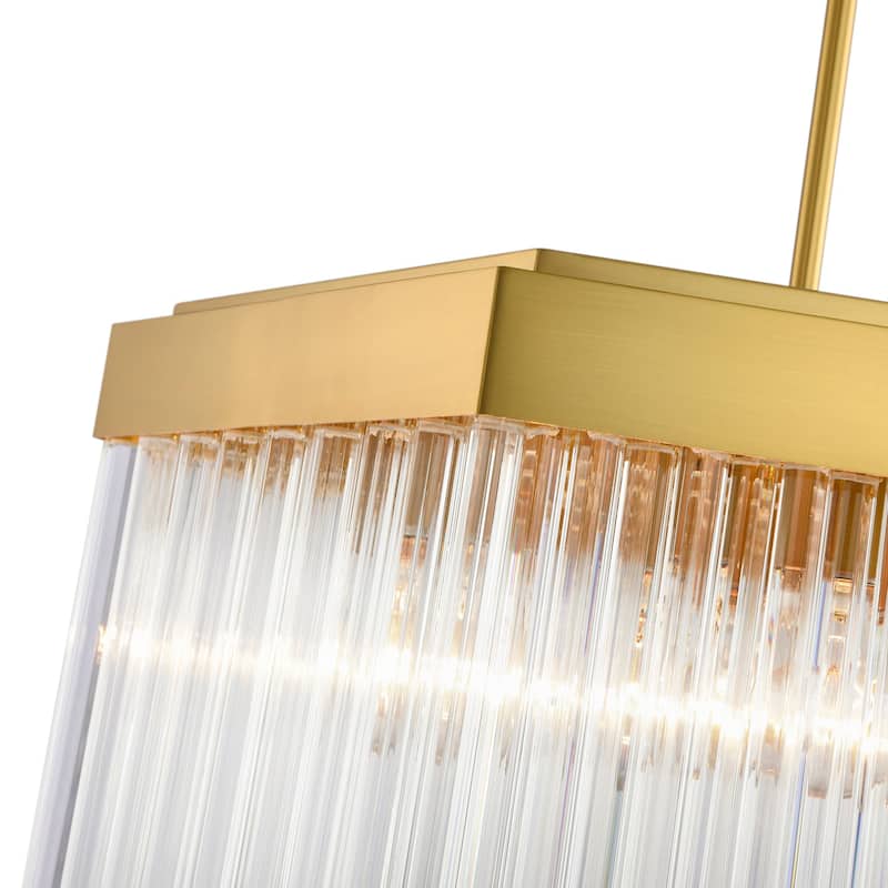 Artcraft Emma 7-Light Chandelier - Brushed Brass with Clear Glass Rods Shade