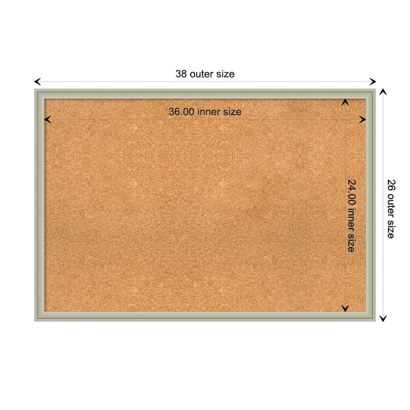Florence Framed Natural Corkboard Bulletin Board - Florence Silver - Board Size 36x24