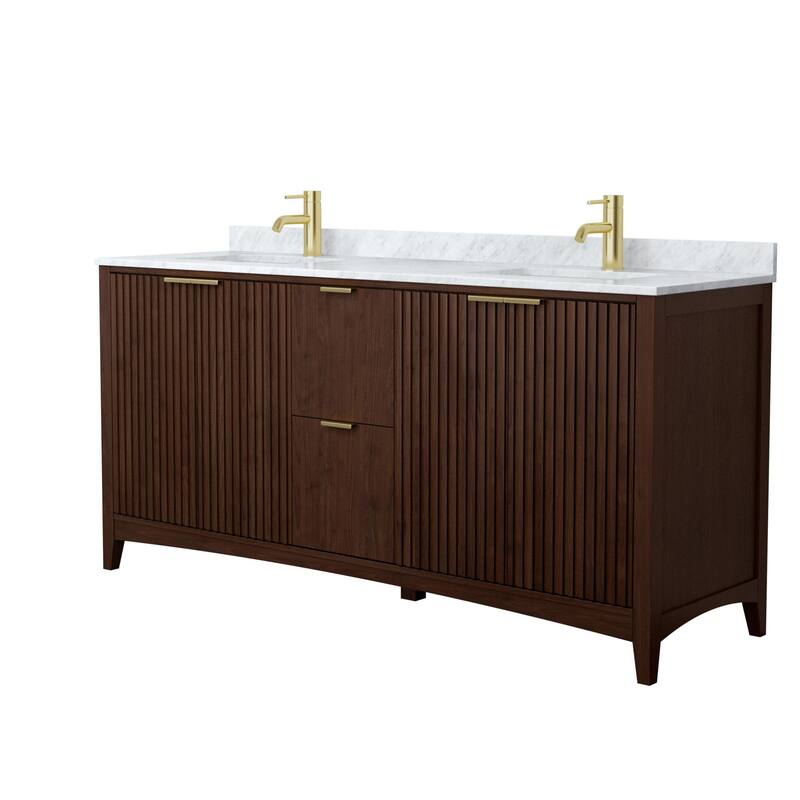 Wyndham Collection WCF9191-72D-CMUNSMXX Palmilla 72" Free Standing - Dark Walnut / Brushed Gold Hardware