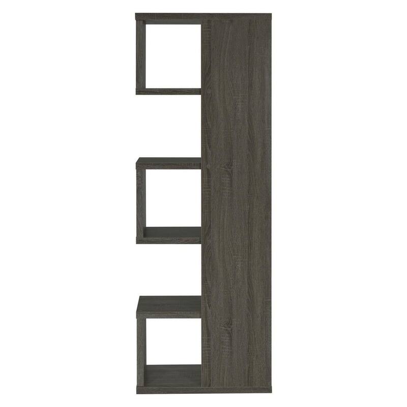 Modern Bookcase - Gray Storage Shelves, 70.75" Tall, Semi-Backless Design, Contemporary Home Decor - 11.5
