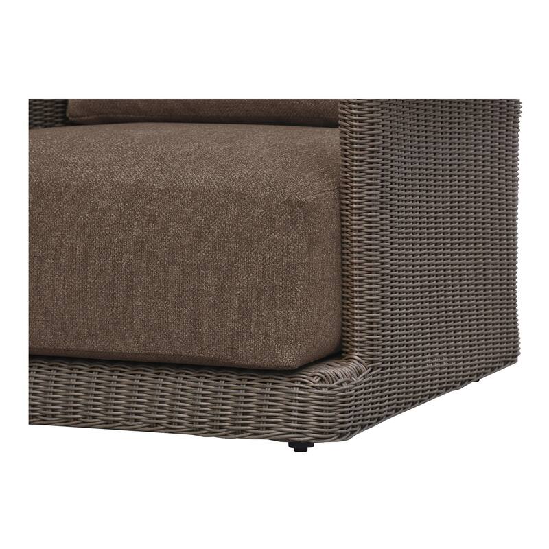 NADAAL STUDIOS Aralina Outdoor Accent Chair, Curved Windowpane Frame, Brown Stripe Upholstery