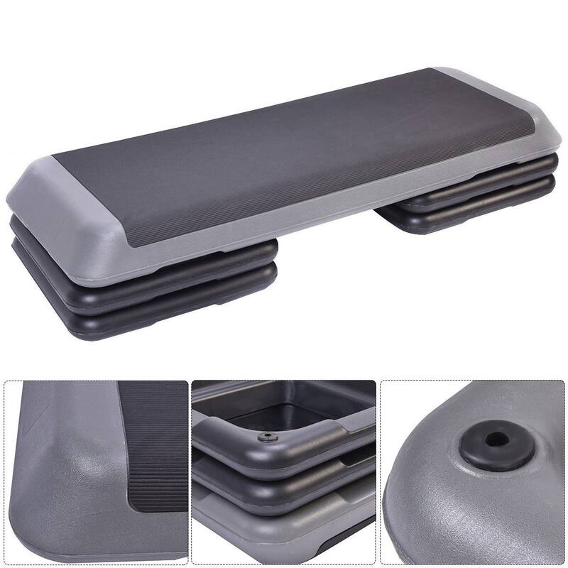 Costway 43'' Aerobic Stepper Step Cardio Fitness Exercise Adjust - See Details - See Details - Black