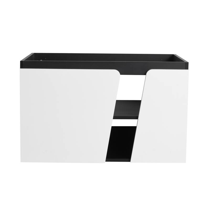32" Wall-Mounted Bathroom Vanity with Soft-Close Doors,Floating Design,Eco-Friendly Plywood Cabinet(Vanity Without Basin)