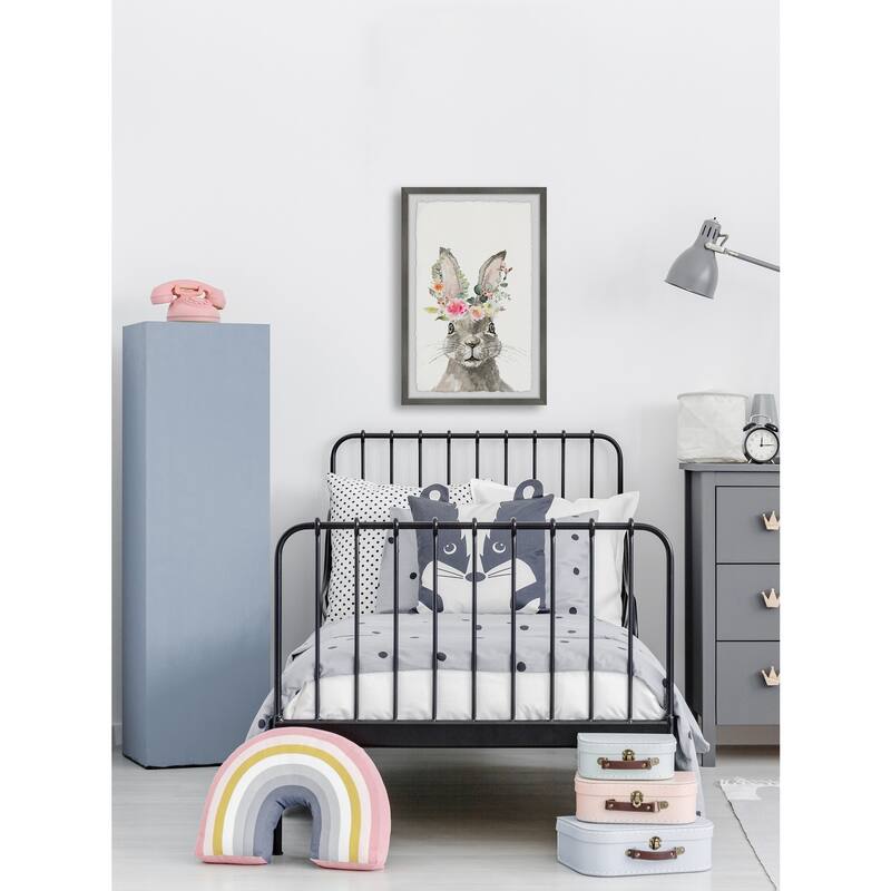 Floral Hare Painting Print - Framed Wall Art for Home Decor - Cute Animal Artwork