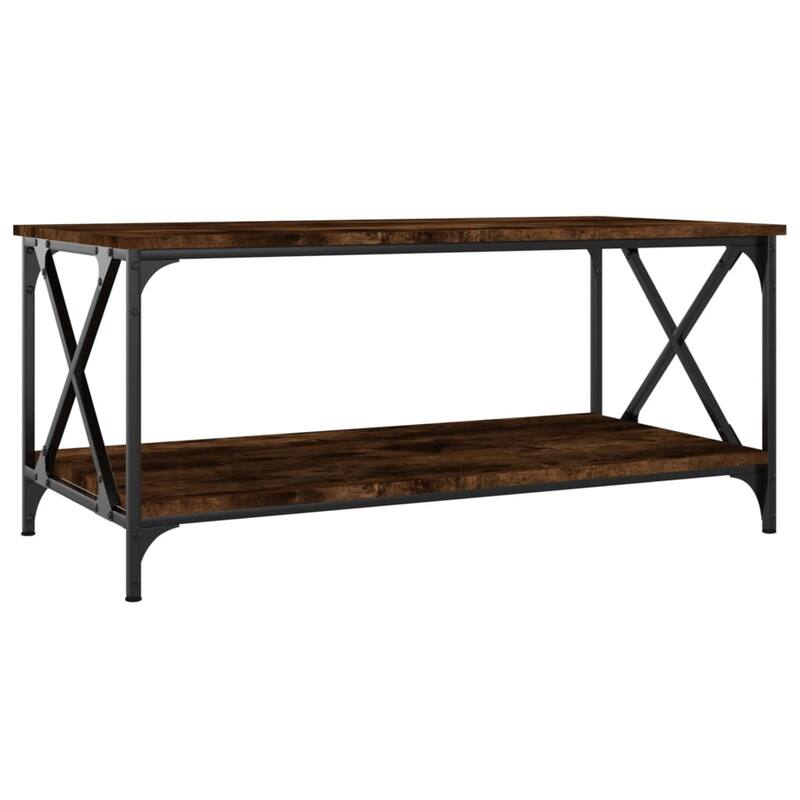 vidaXL Coffee Table Accent Side Table for Living Room Engineered Wood and Iron - 39.4" x 19.7" x 17.7" (L x W x H)