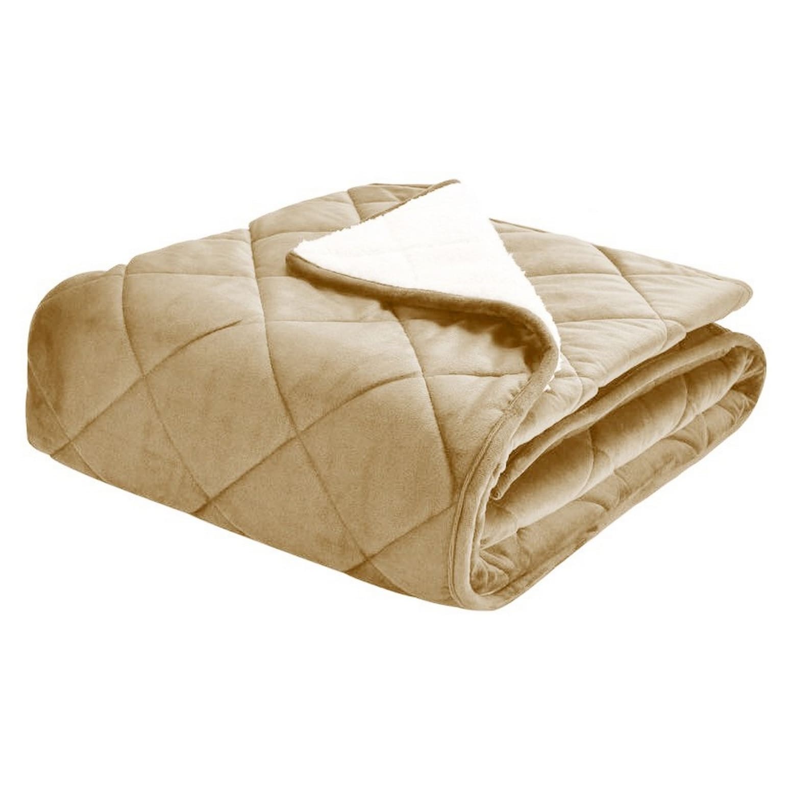 Velvet and Sherpa Quilted Foot Pocket Throw