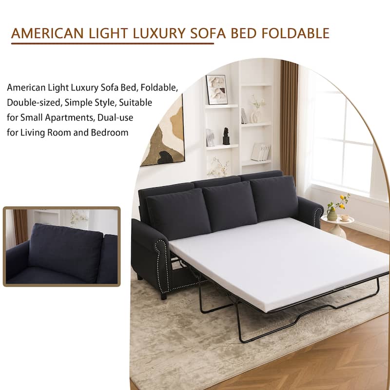 Sleeper Sofa Daybed, Pull Out Couch with Mattress, 3-in-1 Seater Upholstery Sectional Couches Convertible Sofa Bed
