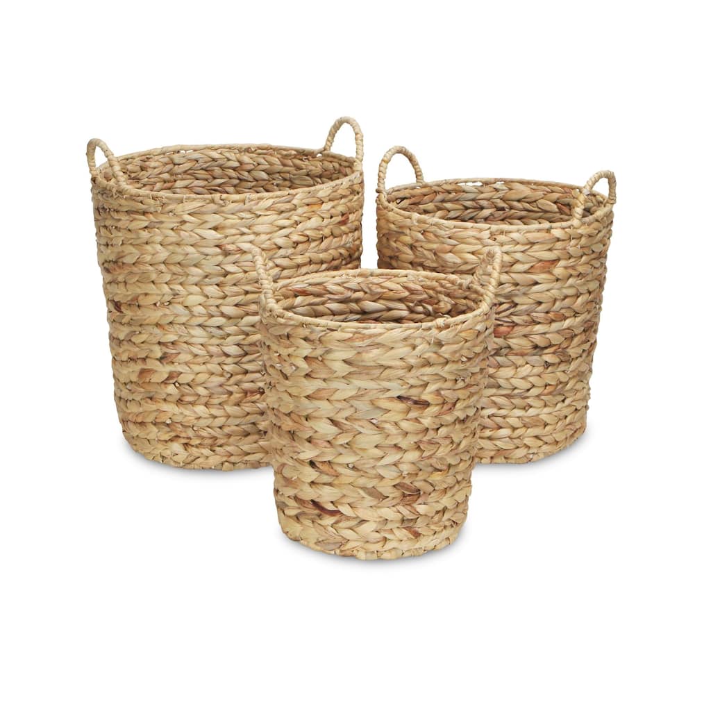 Set of 3 Brown Tapered Straight Side Storage Baskets 15.75"