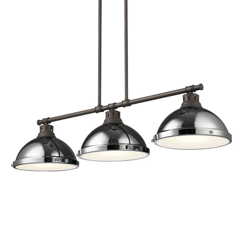 Yep by Golden Lighting Duncan 3-light Island Light in Rubbed Bronze and Chrome shade