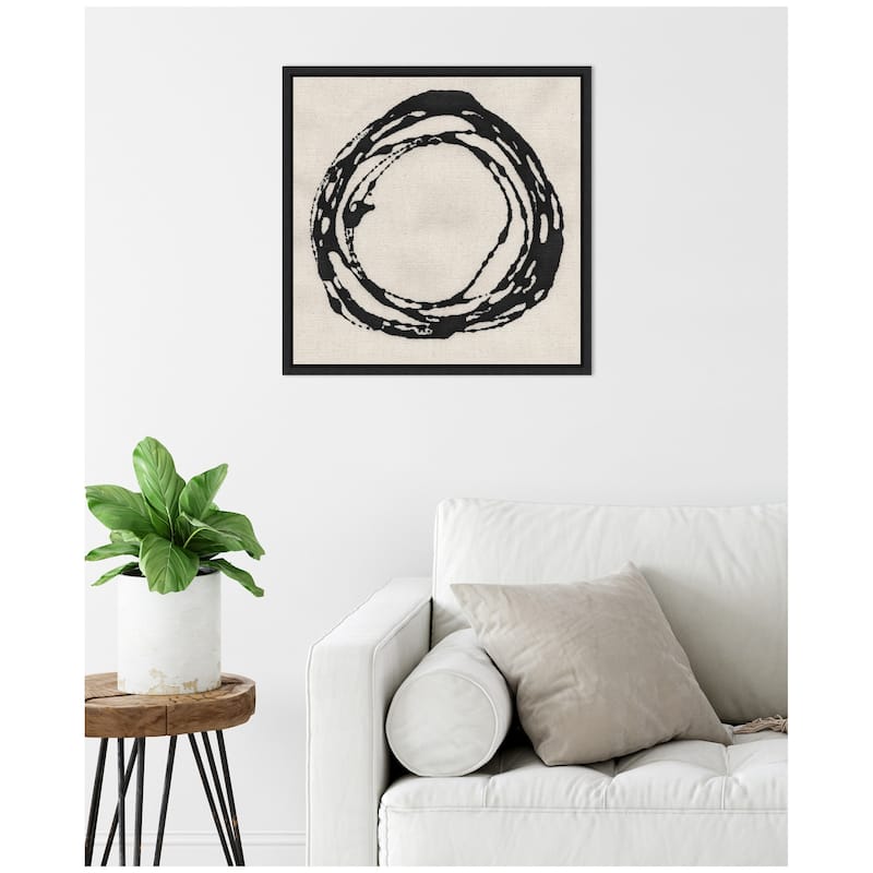 Kate and Laurel Sylvie Flowing Circle Abstract 2 Framed Canvas by The Creative Bunch Studio