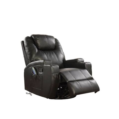 Contemporary Polyurethane Upholstered Metal Rocker Recliner with Swivel, Black