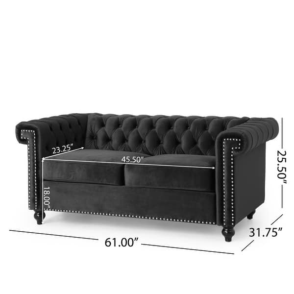 dimension image slide 3 of 4, Brinkhaven Contemporary Button Tufted Loveseat with Nailhead Trim by Christopher Knight Home