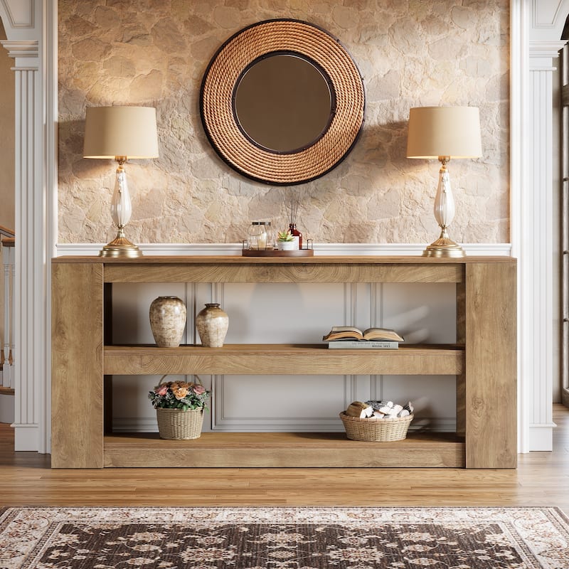 71-Inch Extra Long Console Table with 3-Tier Shelves for Entryway, Living Room, Behind thd Couch
