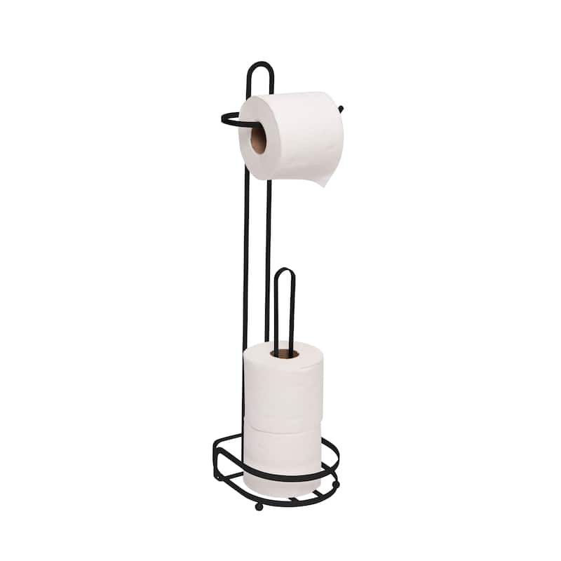Elle Décor Noir Toilet Paper Reserve in Black - 6.61" x 6.26" x 25.20"