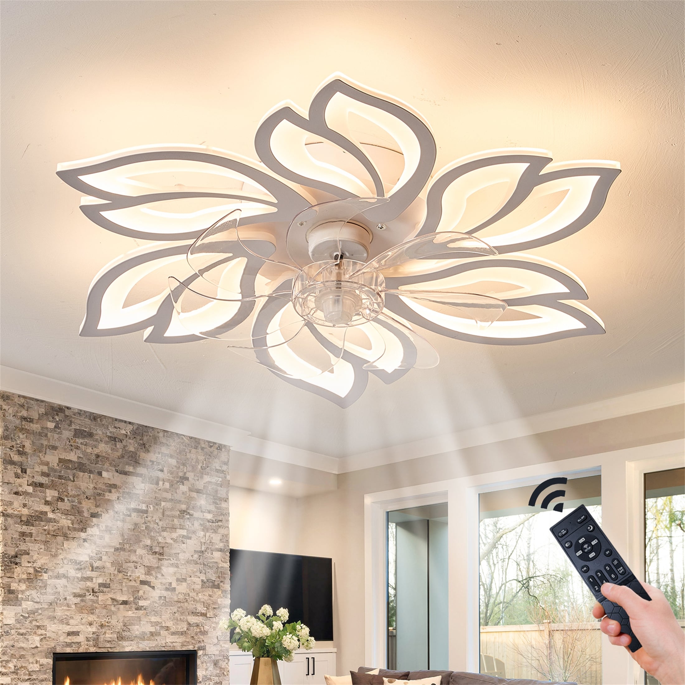 Modern Bladeless Ceiling Fans Lights Inverter Ceiling Fan with Chandelier  LED