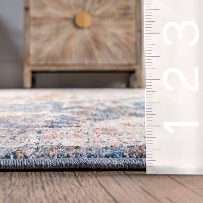 Nuloom Addison Transitional Faded Medallion Fringe Area Rug