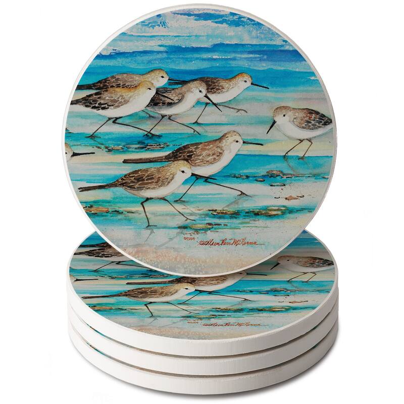 Counterart Absorbent Stone Coasters - Dogwood Branch - Set of 4 - 4x4x1.142