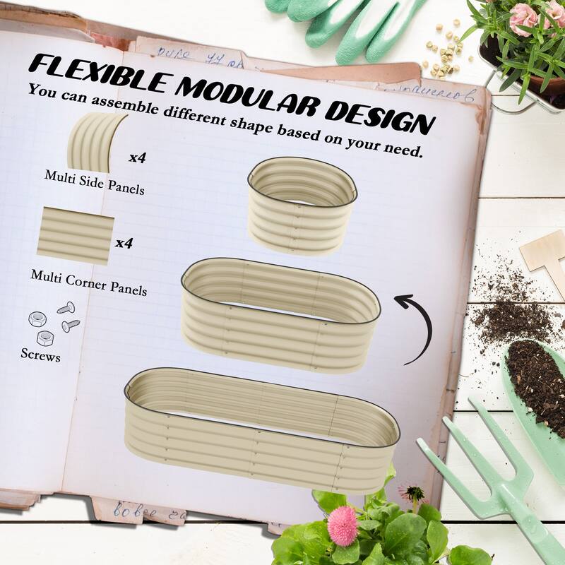 4.9' x 2' x 1' Galvanized Raised Garden Bed Kit, Outdoor Metal Elevated Planter Box with Safety Edging, Easy DIY Stock Tank