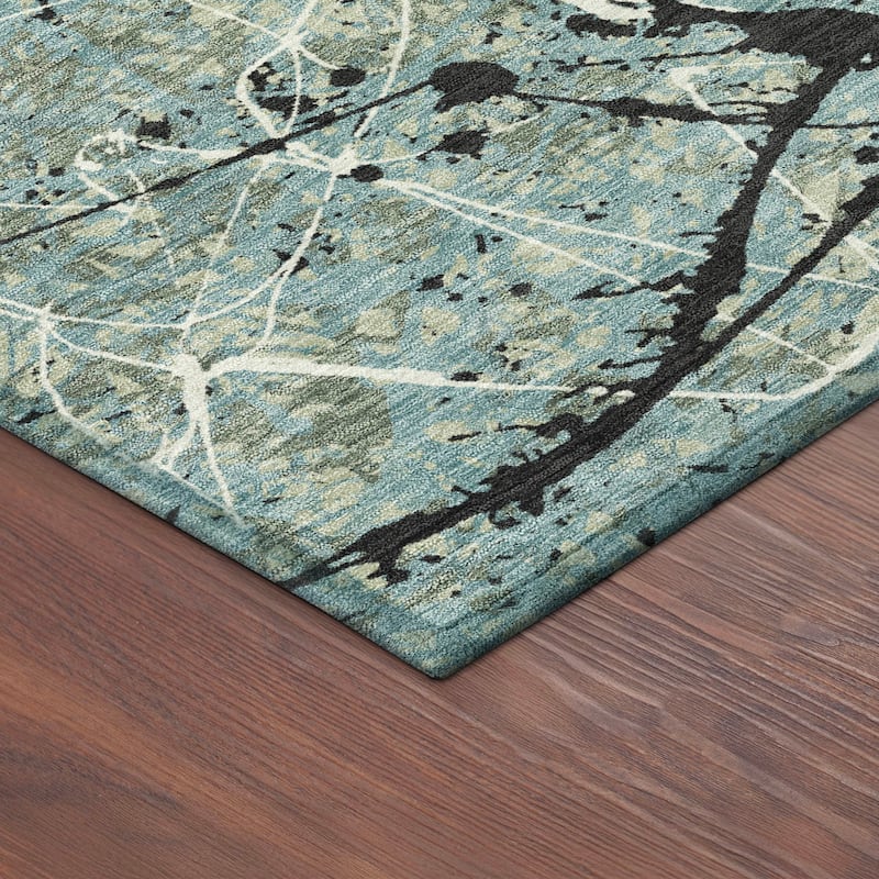 Machine Washable Indoor/ Outdoor Modern Splatter Chantille Rug