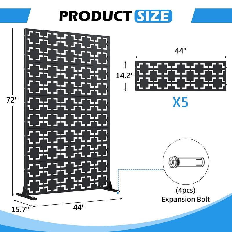 EROMMY Privacy Screen Metal Outdoor Indoor Divider, Weather & Rust Proof Garden Patio Pool Fence, Easy Assemble Modern Design