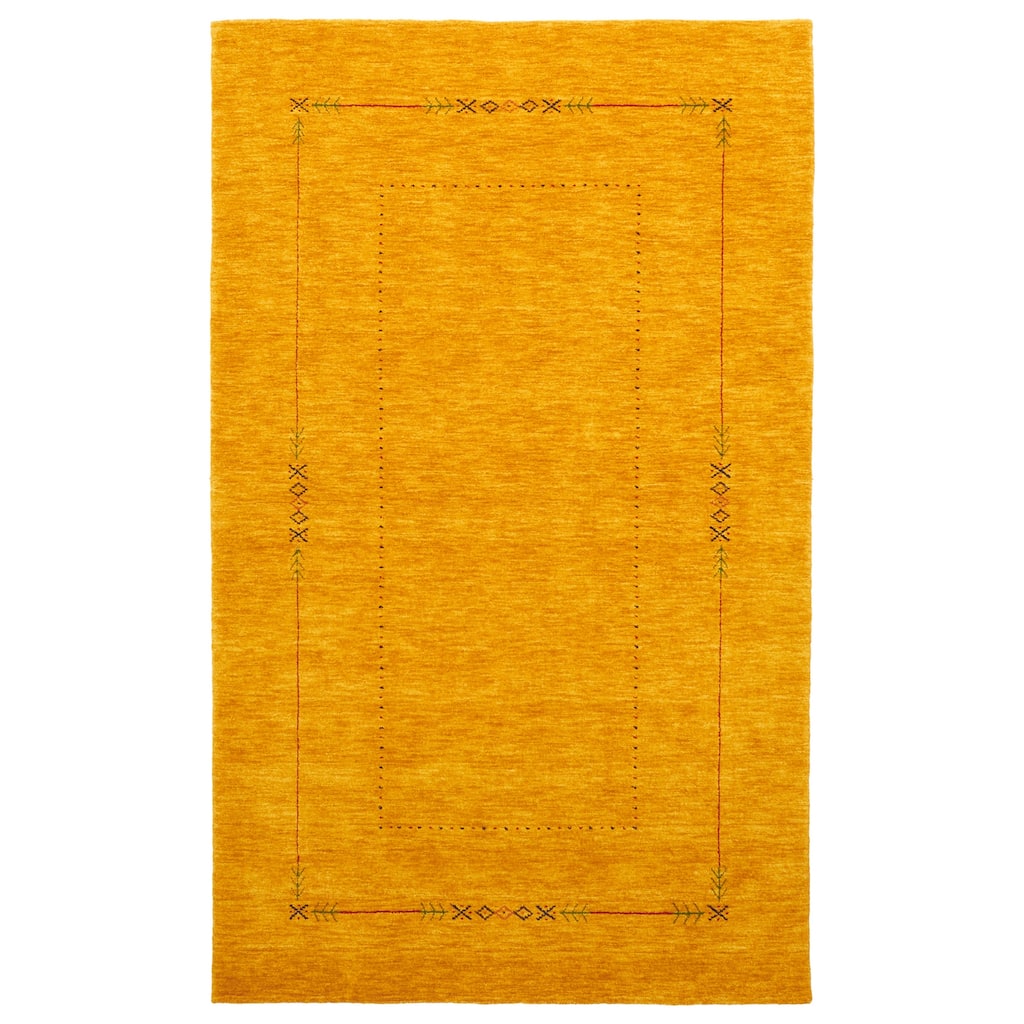 ECARPETGALLERY Hand Loomed Kashkuli Gabbeh Dark Gold Wool Rug - 4'11 x 8'0