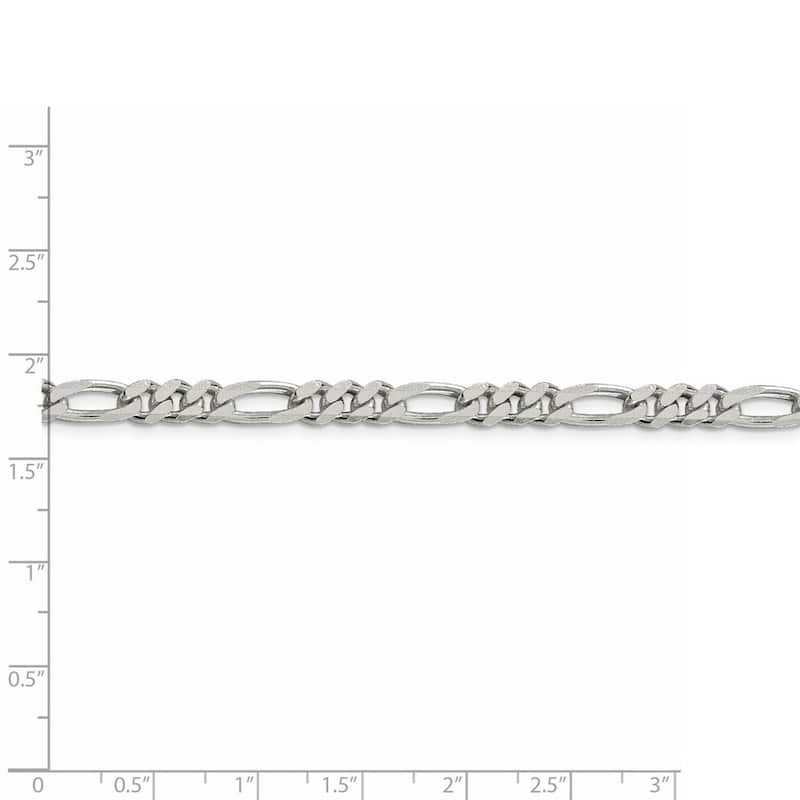 Curata 925 Sterling Silver Solid Polished 5.25mm Figaro Chain Anklet 9 Inch Lobster Claw