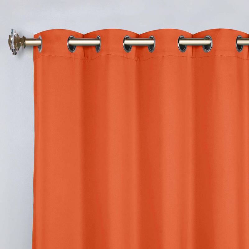 Superior Solid Machine Washable Room Darkening Grommet Curtains, Set of 2