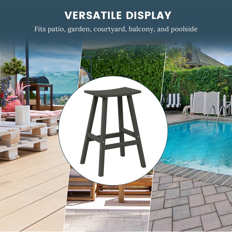 Laguna Hdpe All Weather Outdoor Patio 29" Saddle Seat Bar Stool (Set Of 3)