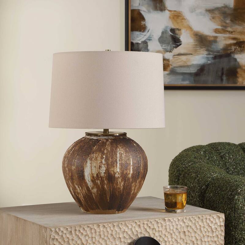 Uttermost McKinley Textured Brown Table Lamp - 16.00" W x 22.50" H x 16.00" D