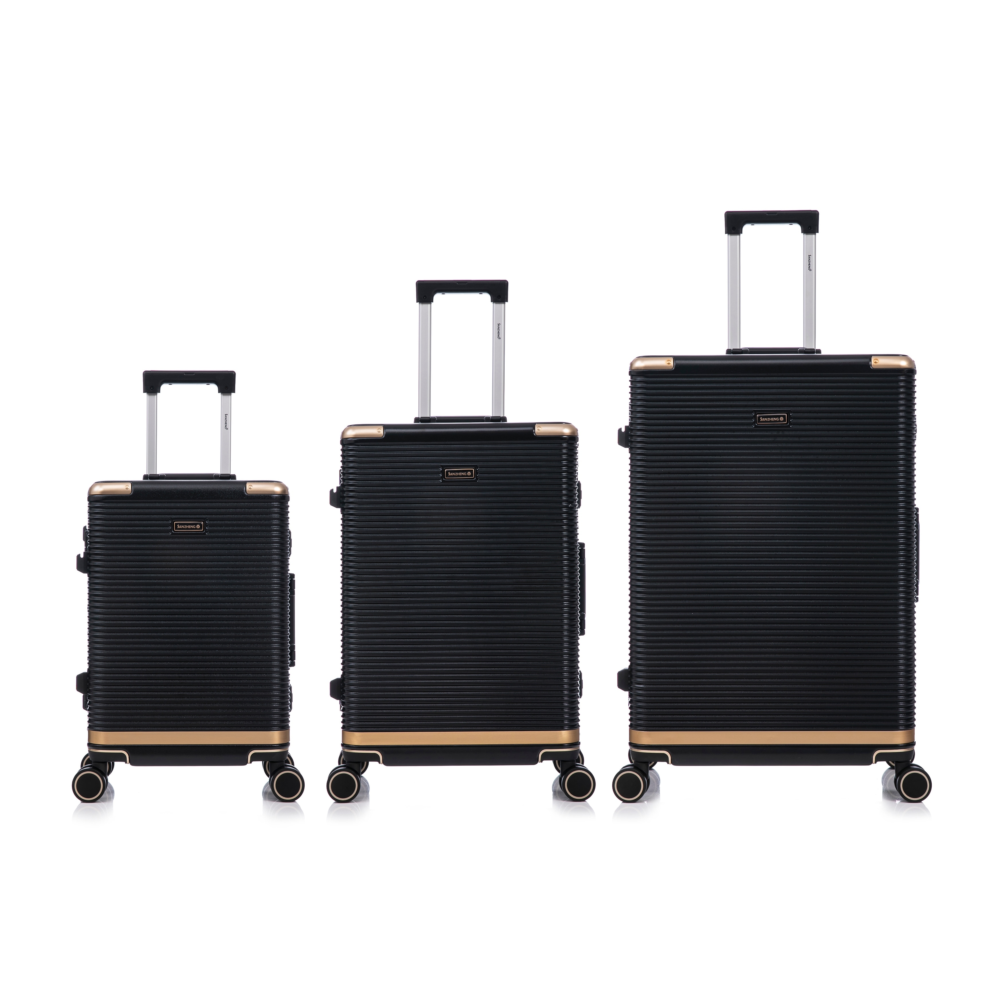 3pc PC+Aluminum Luggage Set, 20"+24"+28" Stylish Frame w/Password Lock, Travel Suitcase