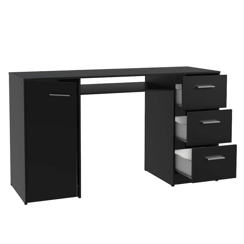 Madesa Home Office 53 inch Computer Writing Desk with 3 Drawers, 1 Door and 1 Storage Shelf, Wood, 30" H x 18" D x 53" W