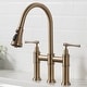 preview thumbnail 25 of 66, Kraus Allyn Traditional 3-Function Bridge Pulldown Kitchen Faucet KPF-3121 - 16" Height - BG - Brushed Gold