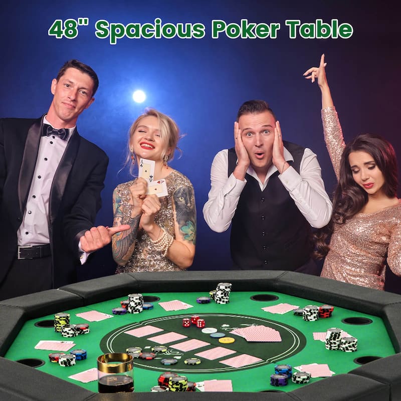 Costway 48" Foldable Poker Table for 8 Players Portable Blackjack - See Details