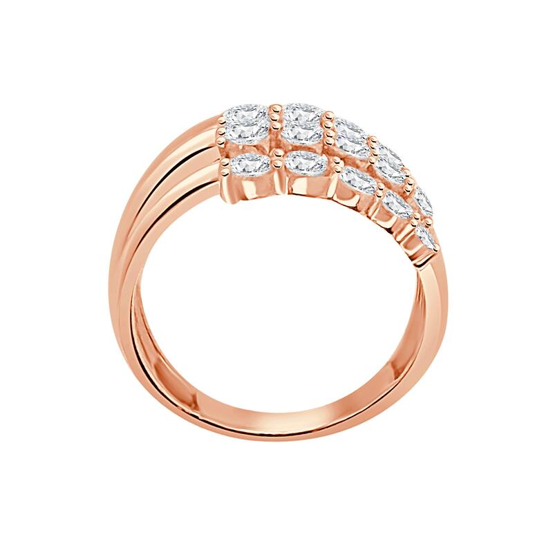 Auriya 14k Gold Lab Grown Round Diamond Three-Row Open Band Ring 1.30 ct. tw. (F-G, VS)