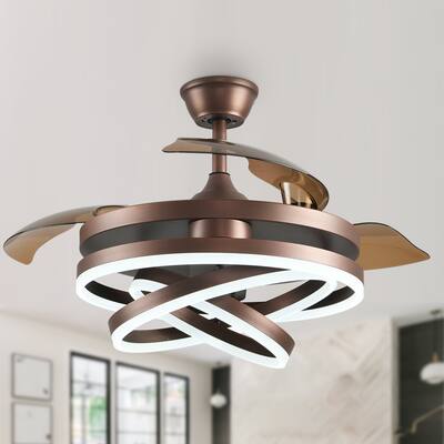 Bella Depot Modern Retractable Ceiling Fan with Remote, 6-Speed Reversible DIY Shape Ceiling Fan with LED Light