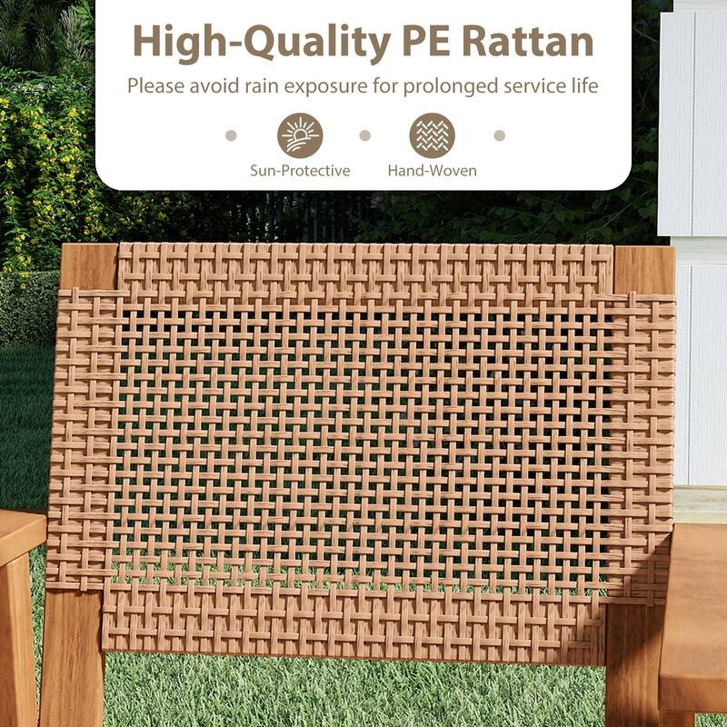 Gymax Acacia Wood Outdoor Dining Chairs Set of 2 w/Backrests &