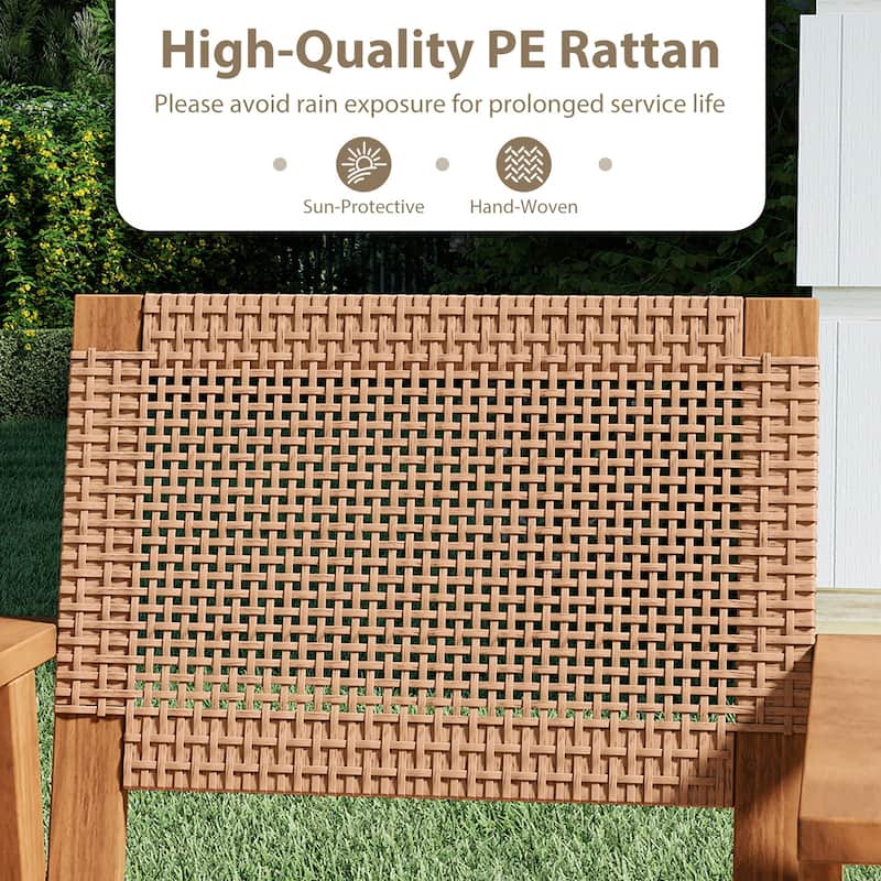 Gymax Acacia Wood Outdoor Dining Chairs Set of 4 w/Backrests &