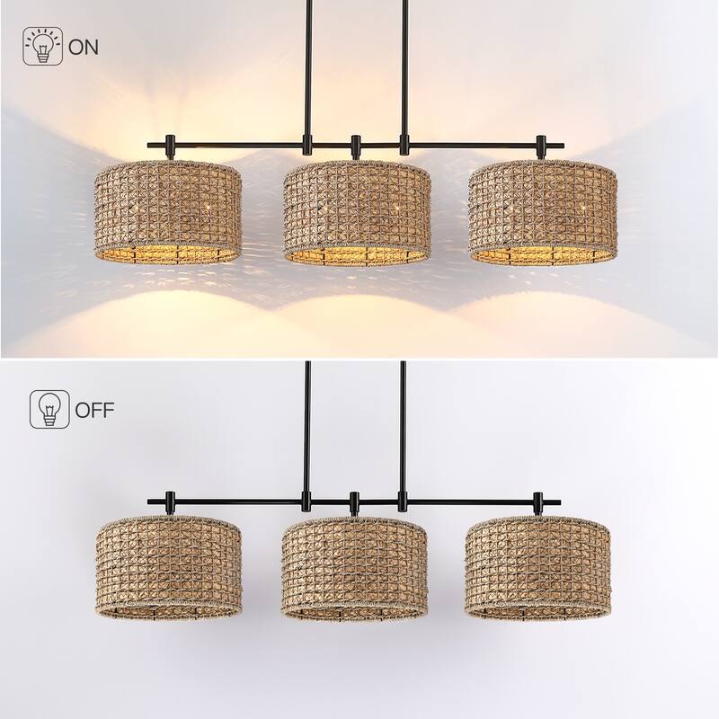 3-Light Coastal Kitchen Island Chandelier Light - 41'' W