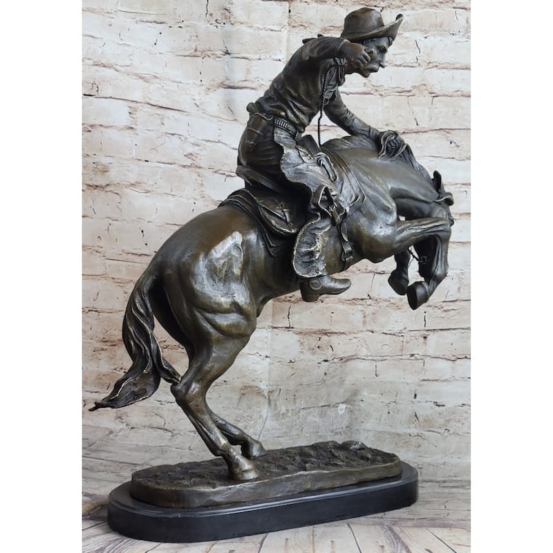 Frederic Remington Bronco Buster Bucking Horse Western Americana Bronze Statue