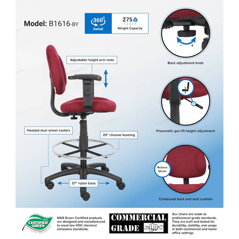 Boss Contoured Comfort Drafting Chair with Arms