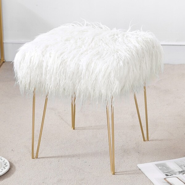 Faux fur sales vanity stool cover